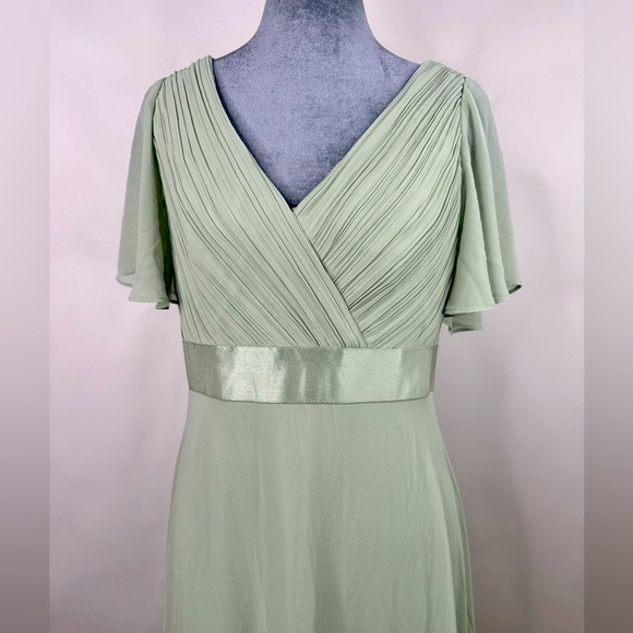 NWT EverPretty Summer Green Lined Formal Dress Size Large slight high-low - Picture 4 of 15